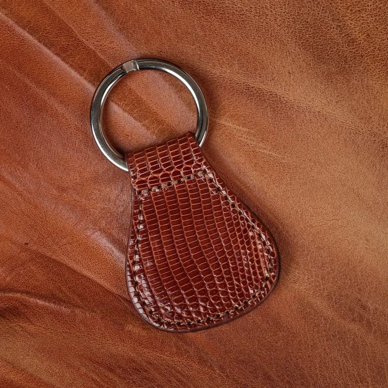 front side of a brown lizard key ring