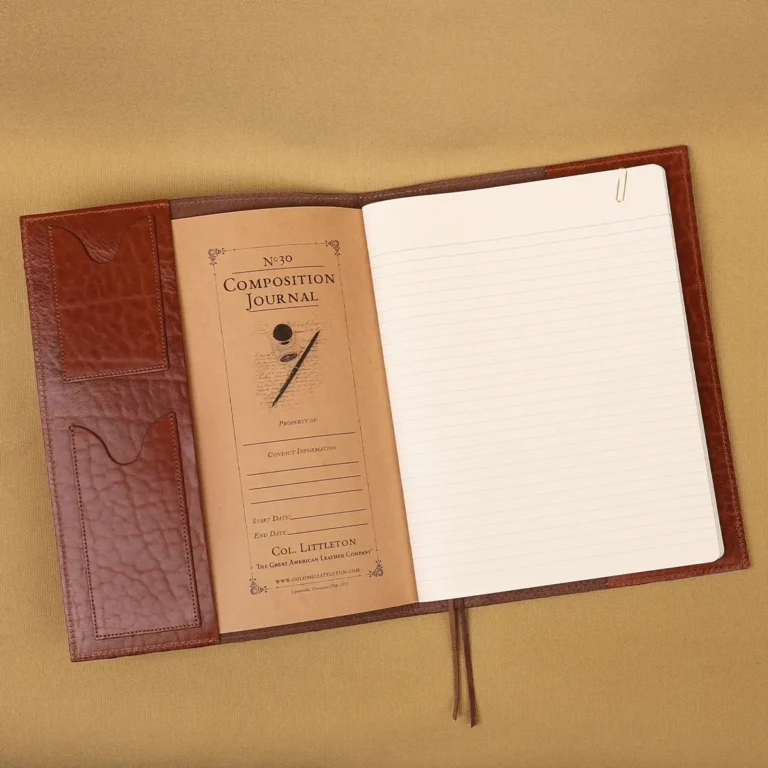 leather composition journal with rugged leather