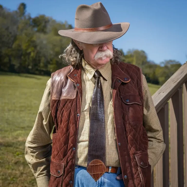 colonel wearing a leather necktie