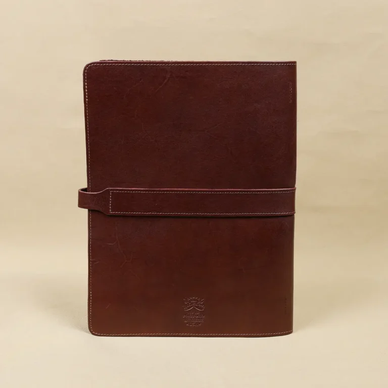 leather portfolio with unique leather pattern