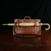 No. 3 Grip Travel Bag in Vintage American Alligator - Serial Number 013 - back view with umbrella