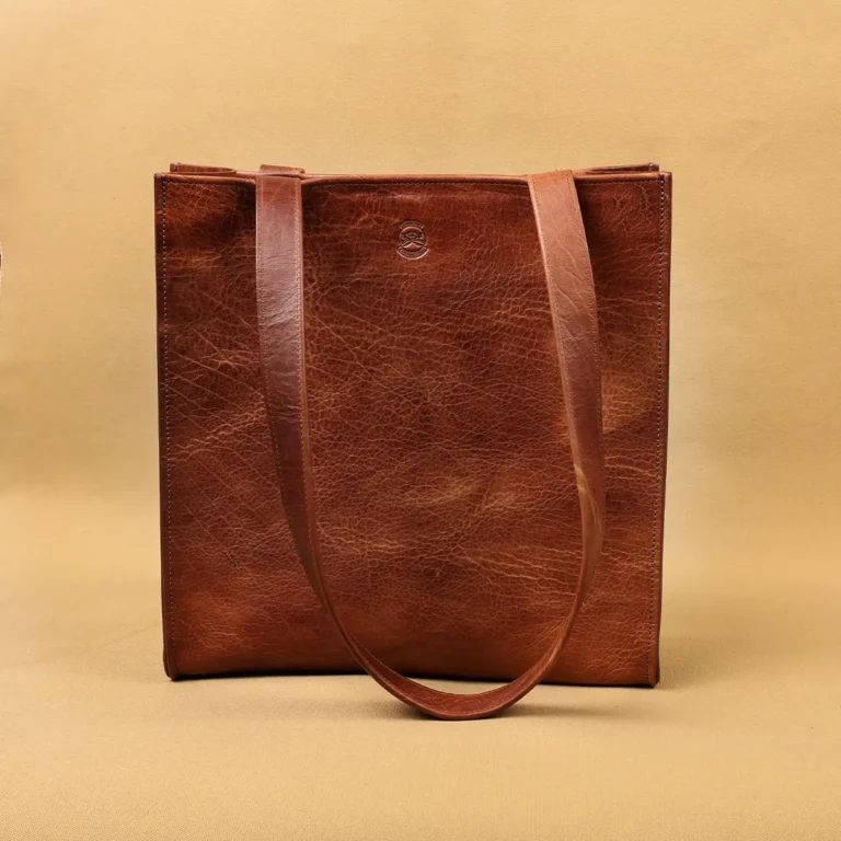 rugged leather tote bag