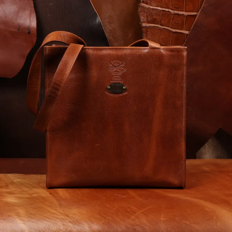 rugged leather tote bag with american steerhide