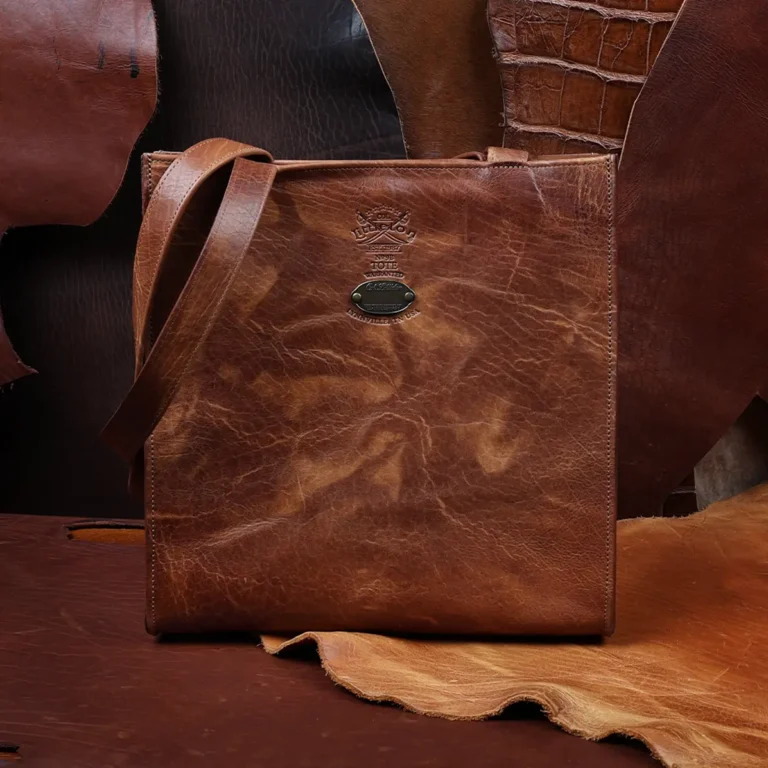 rugged leather tote bag