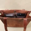 rugged leather tote bag