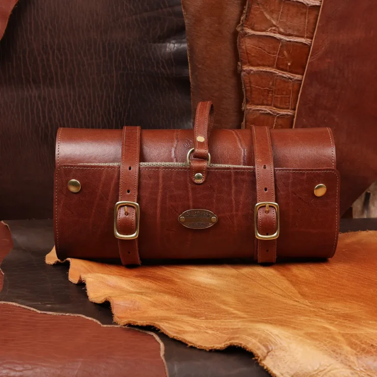 colonel's private stock leather shave kit with a brand