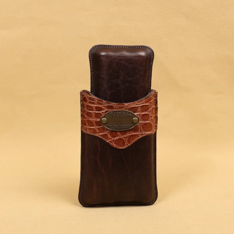 leather cigar case with alligator trim and american buffalo