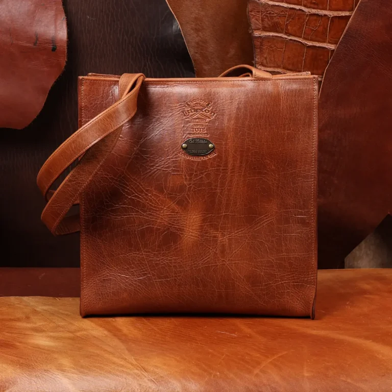 rugged leather tote bag with american steerhide