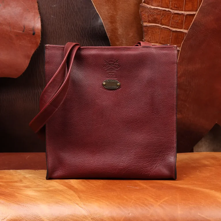 rugged leather tote bag with american steerhide